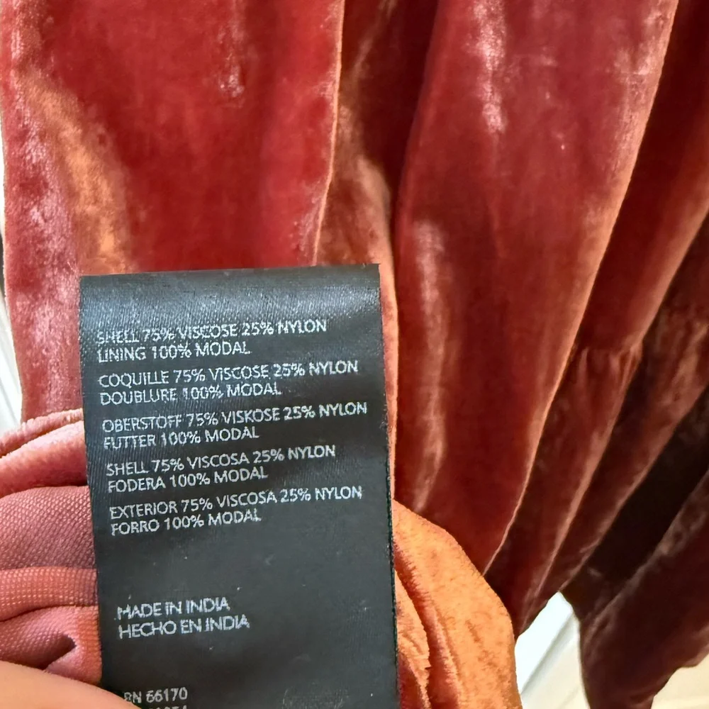 Anthropologie Velvet Maxi Dress in Deep Rust/Raspberry color small petite - Picture 10 of 10